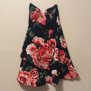 Strapless Floral Dress